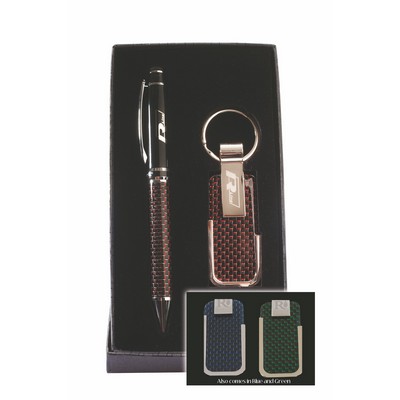 Carbon Fiber Keychain & Matching Pen Gift Set