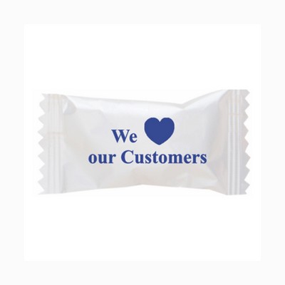 Hard Cinnamon Balls In A "We Love Our Customers" Wrapper