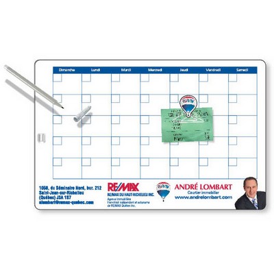 Bulletin Memo Board Kit in Rubber Steel, 11"x17", Full Color Imprint, Dry Erase Pen attached