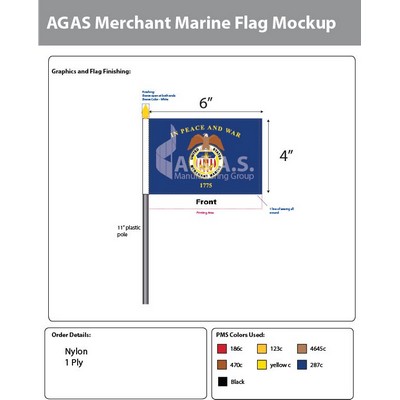 Merchant Marine Stick Flags 4x6 inch