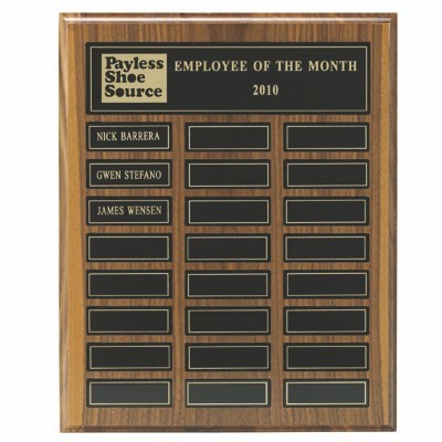 Walnut Veneer Plaque w/24 Magnetic Name Plates (12"x15")