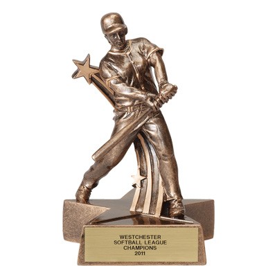 6¼" Resin Softball Trophy w/Female Player & Shooting Star