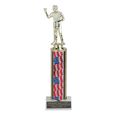 11" Single Column Stars & Stripes Trophy - Takes Figure