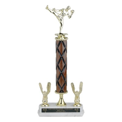 16½" One Column Walnut Finish Trophy w/Eagle Trim, Takes Figure