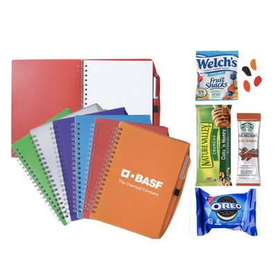 Notebook, Pen and Snacks