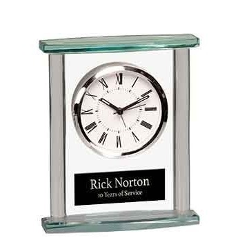 Square Glass Clock with Top 7" H