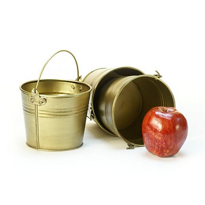 5" Round Gold Painted Handle Pail w/Top Handle