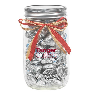 16 Oz. Glass Mason Jar w/ Raffia Bow (Hershey's® Kisses®)