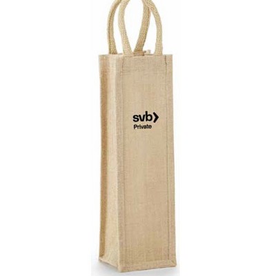 1 Bottle Jute Wine Bag w/Clear Front (5 1/2"x14"x5 1/2")