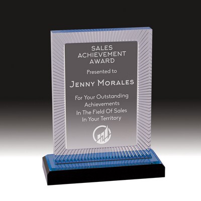 7¾" Blue Carved Rectangle Impress Acrylic Award