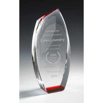 Veracruz Optic Crystal Award w/Red Accent