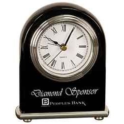 5" Black Piano Finish Arch Desk Clock