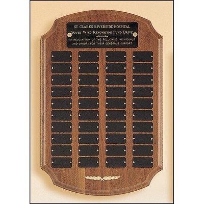 Solid Walnut Perpetual Plaque, 12 x 18", 40 plates