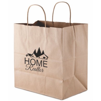 Recycled Natural Kraft Paper Shopping Bags 2C1S (13"x6"x15" )