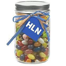 12 Oz. Glass Mason Jar w/ Raffia Bow (Jelly Belly® Jelly Beans)