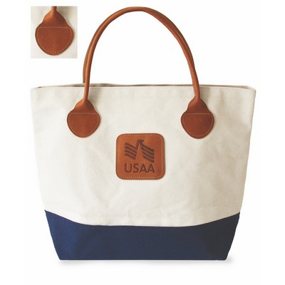 Large Two Tone Tote Bag (Canvas/Spade End Leather Handles)