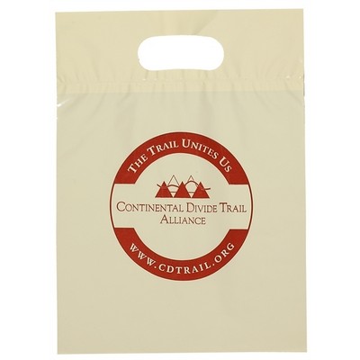 2.0 Mil Low Density Poly Fold Over Die Cut White Merchandise Bag (9"x12")