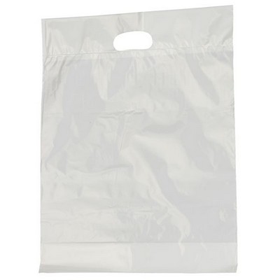 2.0 Mil Low Density Poly Fold Over Die Cut White Merchandise Bag (15"x18"x4")