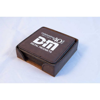 4" x 4"- Premium Leatherette Coaster Set - Square