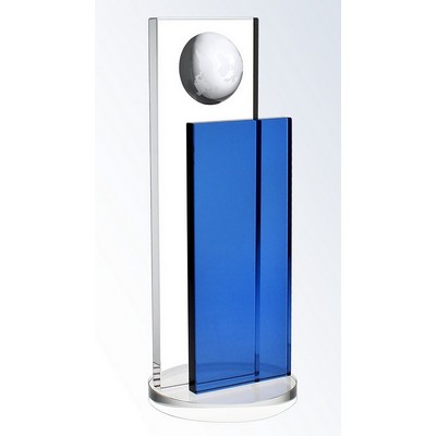 Crystal Blue Endeavor Globe Award, Small (3-3/8"x8"H)