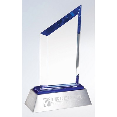 Blue Sail Crystal Award on Aluminum Base, 6"x9-3/4"H