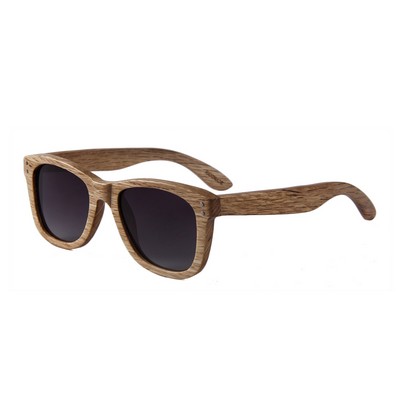 Beech Wood Sunglasses - Gradient Gray Polarized Lenses - Biege Wood Frames