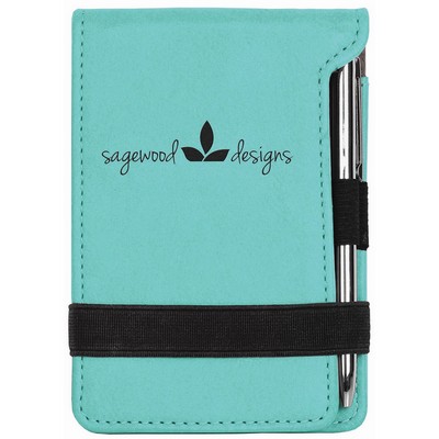 3.25" x 4.75" Teal Leatherette Pad & Pen