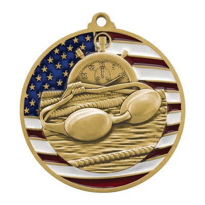 2.75" Patriotic Swimming Medal