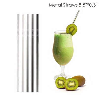 0.30 Inch Wide Straight Metal Straws