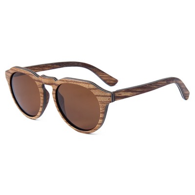 Zebra Wood Sunglasses - Brown Polarized Lenses - Zebra Wood Frames