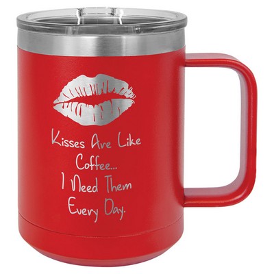 15 Oz. Stainless Steel Coffee Mug - Red