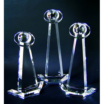 Globe Tower Optical Crystal Award/Trophy 14"H