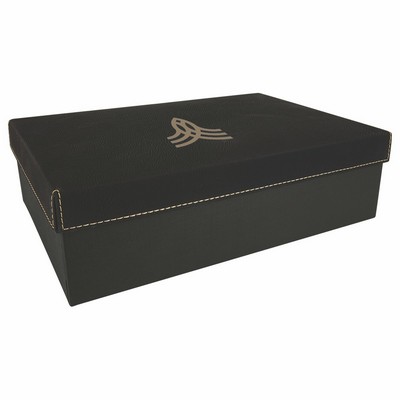 11 3/4" x 7 3/4" Black/Gold Leatherette Gift Box