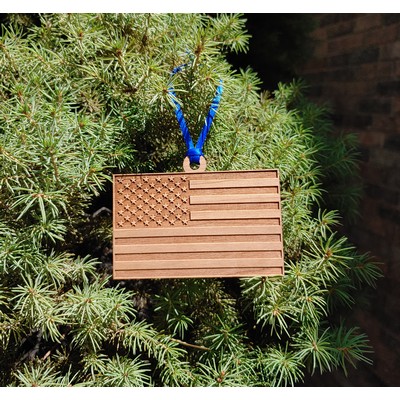 3.5" - Customizable American Flag Hardwood Ornaments