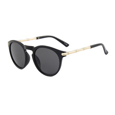 Sunglasses - Smoke Lenses - Black Frames - Gold Temples