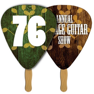 Guitar Pick/Triangle Auction Sandwiched Hand Fan Full Color