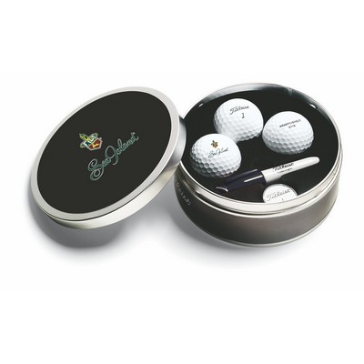 Titleist 3-Ball Tin with Titleist NEW TruFeel balls & Custom Lid