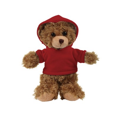 soft plush Mocha Curly Sitting Bear with hoodie