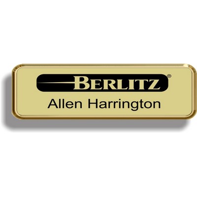 Bright Gold Plastic Frame Badge w/Two a Ply Insert (1"x 3")