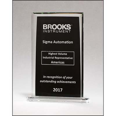 Rectangular Shaped Glass Award with Black Center (5.25" x 9.25")