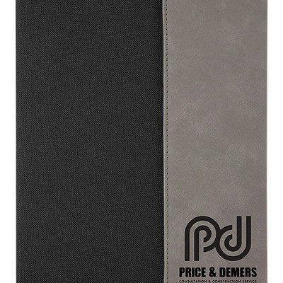 Black Canvas /Gray Faux Leather Small Portfolio with Notepad, 7" x 9"