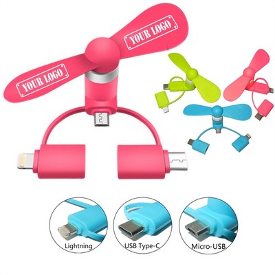 3 in 1 Mini USB Cell Phone fan