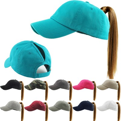 Classic Smooth Cotton Ponytail Ballcap