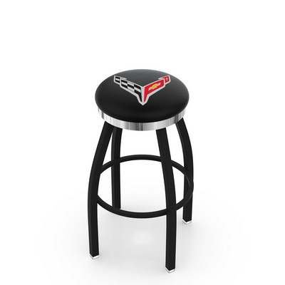 30" Swivel Stool w/Black finish and Chrome Accent Ring