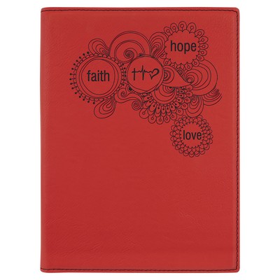 Portfolio with Notepad, Red Faux Leather, 7" x 9"