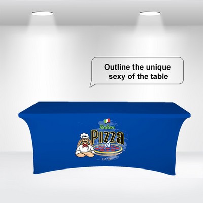 6' Stretch Table Covers with Open Back in Full Color Overall