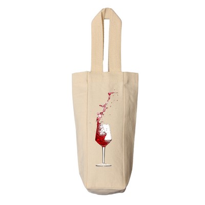 Natural Canvas Single Bottle Wine Tote - Full Color Transfer (3" x 10.5" x 3")