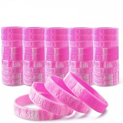 Breast Cancer Awareness Silicone Bracelet 1/2"