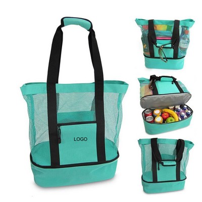 Custom Logo Foldable Waterproof Mesh Beach Bag