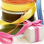 5/8" Grosgrain Fabric Ribbon w/Saddle Stitch Pattern